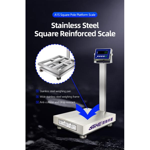 Weighing A1S Square Pole Industrial Platform Scale 60cm*80cm Stainless Steel Waterproof