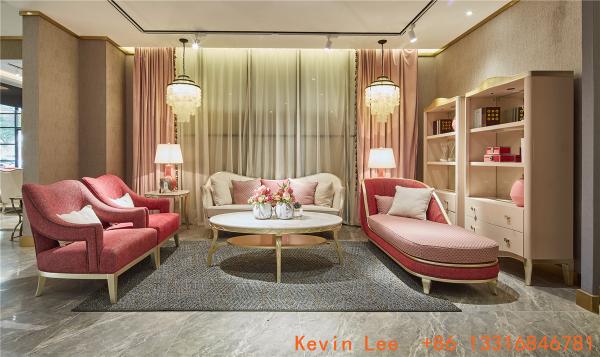 New Classic villa house living room furniture of Wood structure sofa set with Armchair and coffee table TV stand cabinet