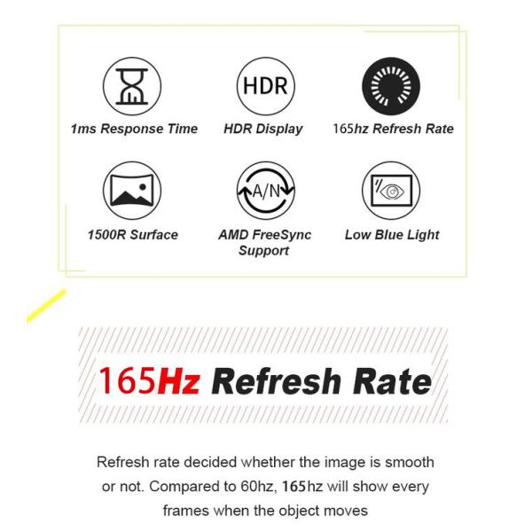 2K 165Hz 32 дюймовый изогнутый игровой монитор / HDR Freesync игровой монитор