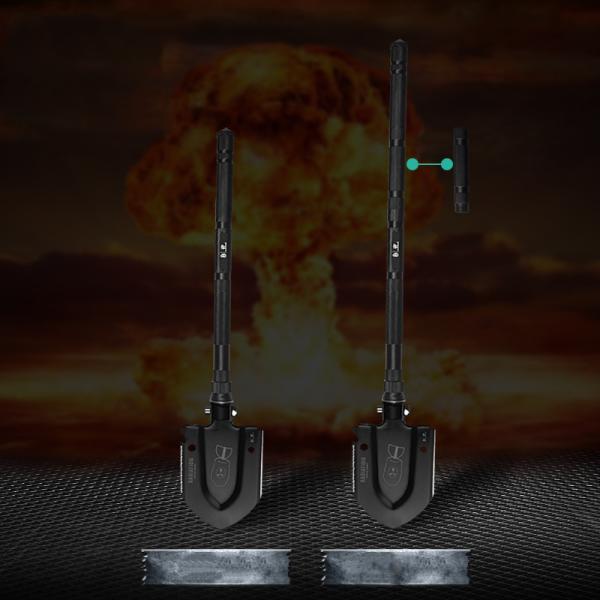 Multifunctional Tactical Engineer Shovel Toughness Alloy Black Blade L67cm