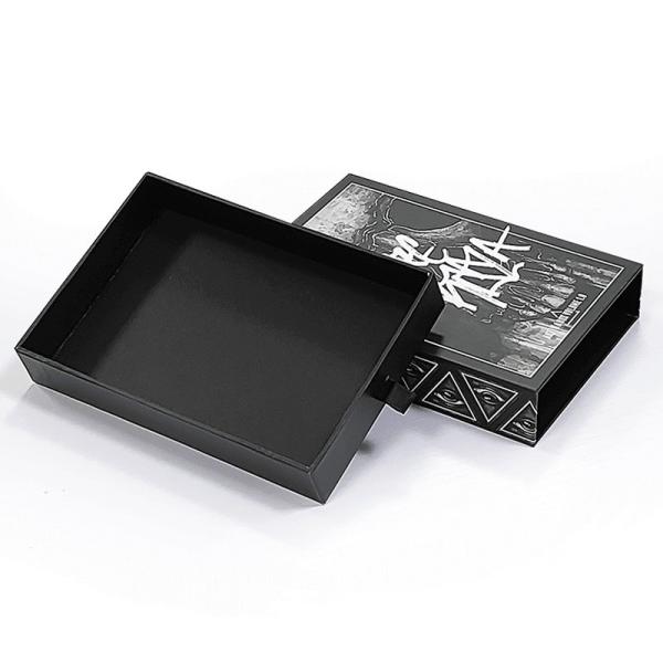 Impressão de logotipo personalizado aceita caixa de presente deslizante matte preto com pedido personalizado