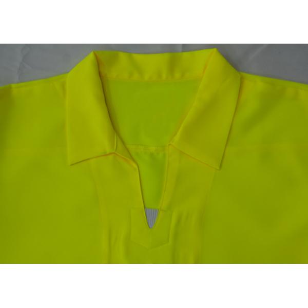 Breathable Soft Custom Work Shirts Long Sleeve Fluroscent Yellow / White Color