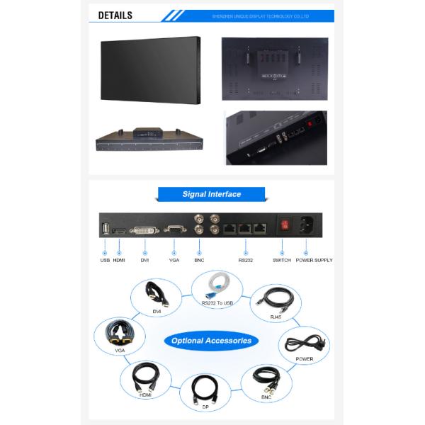 Lightweight Multi Screen Video Wall 55 Inch Wall Wide Viewing Angle High Brightness