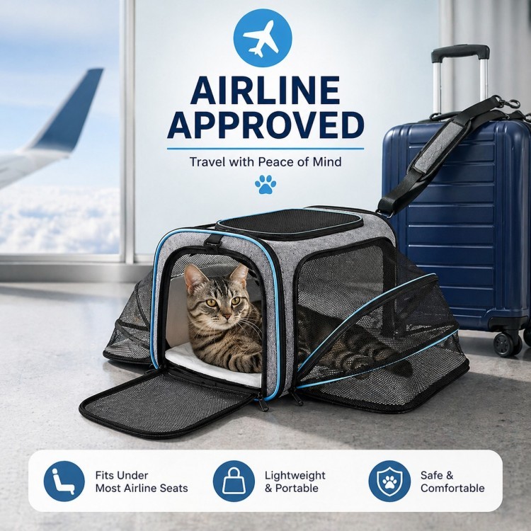 Airline Approved Expandable Pet Carrier Soft Sided Pet Travel Carrier Bag