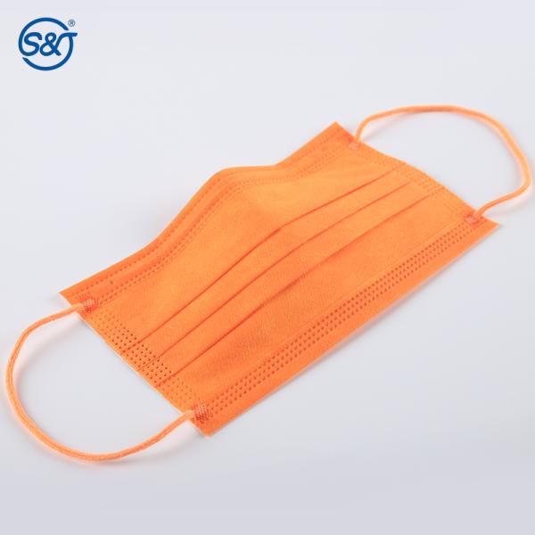 4 Layers Nonwoven Protective Medical Disposable Pure Orange Face Mask Respirator Surgical Ear Loops TYPE IIR/ASTM F2100 LEVEL3
