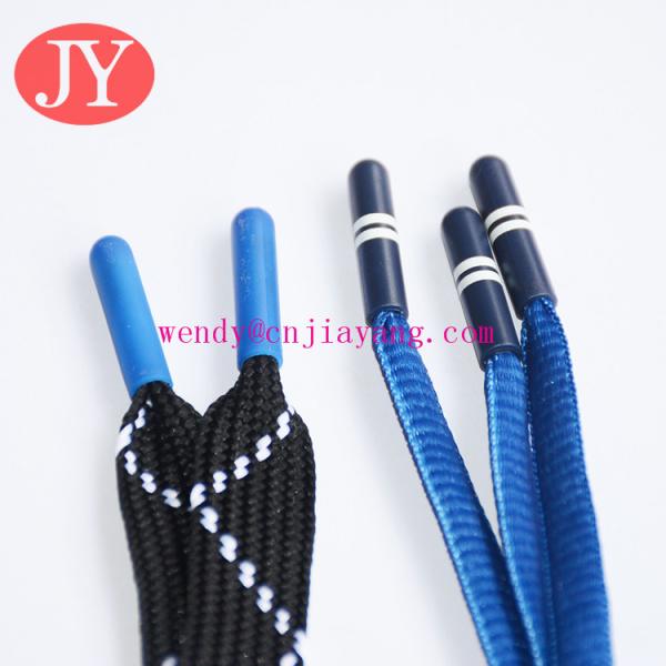 wholesale custom Logo 4mm round cotton shoelace hoodie cord with engraved logo metal tips