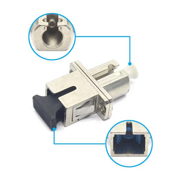 FTTH Network Fiber Optic SC/UPC to LC/UPC Simplex Adapter in Metal Case with Flange 0.2 dB 500 Cycle Passed