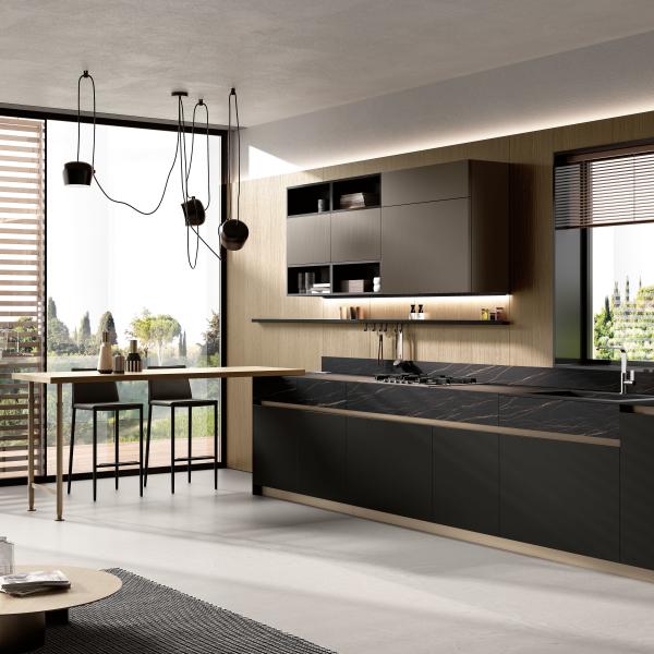 Armários de cozinha Madeira de qualidade Luxo Design Mobiliário de cozinha para armazenamento