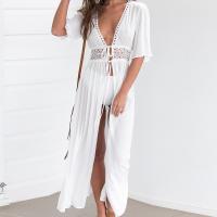 White V-Neck Bohemian Maxi Dress for Women123