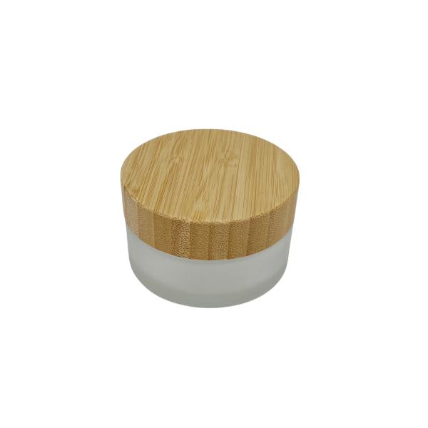 30g 50g Frosted Glass Cosmetic Jars With Bamboo Lids Luxury Face Cream Container