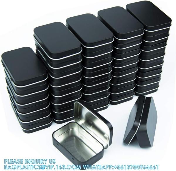 Metal Rectangular Empty Hinged Tins - Pack Of 40 Silver Mini Portable Box Small Storage Kit & Home Organizer With Lids