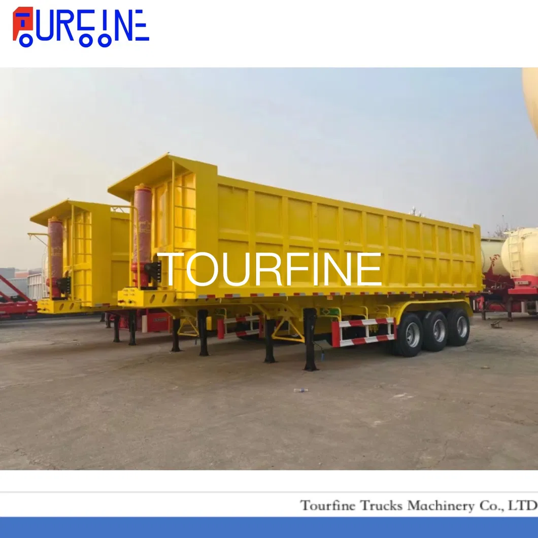 6 Axle 45 CBM U-Shaped Dump Semi Trailer with Hydraulic Tipping System for Bulk Material Transport
