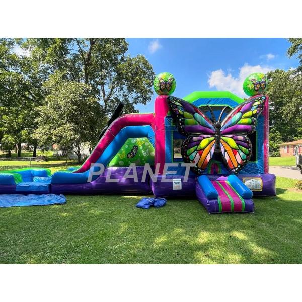 Commercial PVC Dual Slide Butterfly Inflatable Bounce House Combo
