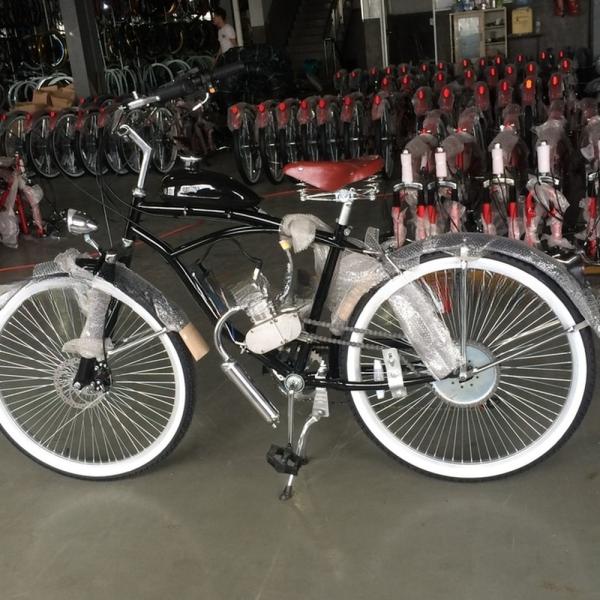 26 Inch Cruiser Bicycle Gasoline Motor Bike Engine with 2-Stroke 50CC Displacement
