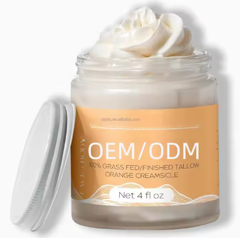 Lotion corporelle profondément hydratante OEM Huile d'amande douce naturelle et suif de bœuf nourri à l'herbe