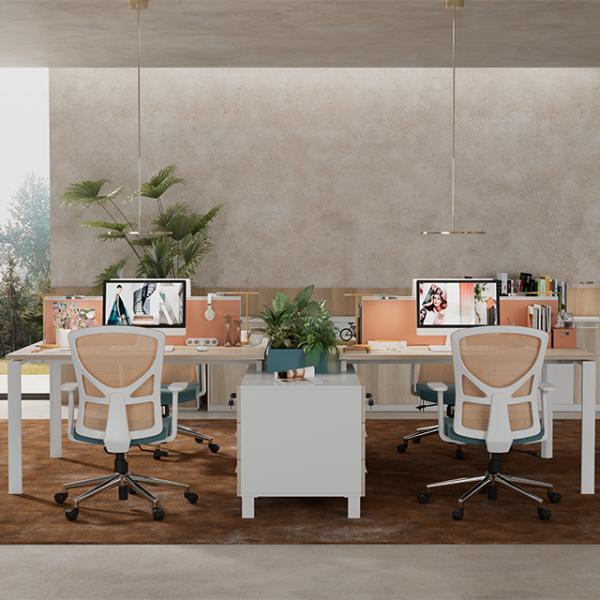 Staff office desk and chair set, employee workstation table and booth, financial office, four-person screen desk and chair