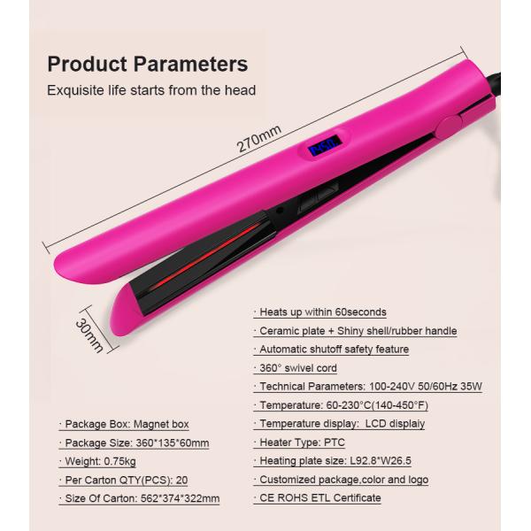 1 Inch 450 Degrees Ceramic Plate Flat Iron Professional Salon Tools Infrared