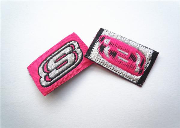 Garment Accessory Purple Woven Custom Printed Tags For Clothing