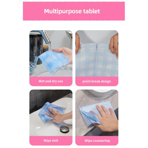 ODM Blue Disposable Dish Cloths On A Roll Nonwoven Disposable Washcloths For Dishes