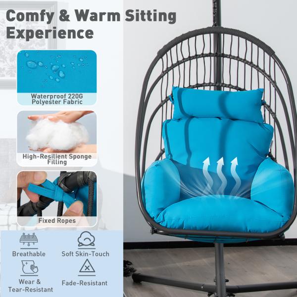 Modern Design Heavy Duty Steel Frame Hanging Chair with Polyester Cushion Fabric