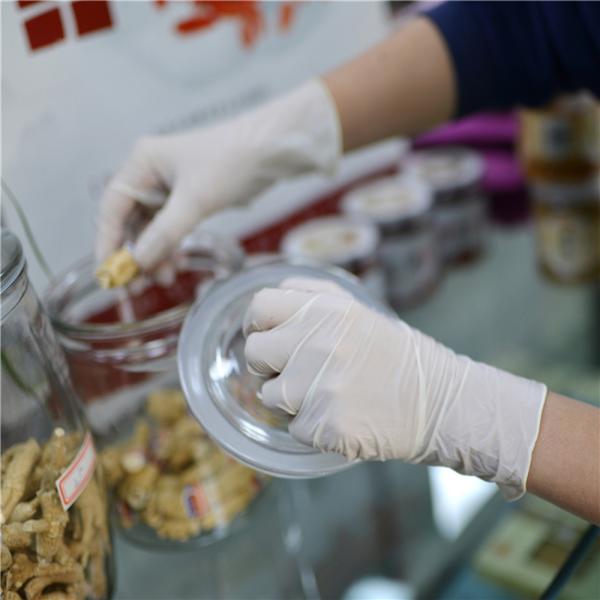 High Strength Disposable Latex Glove Cream Color  Powdered / Powder Free