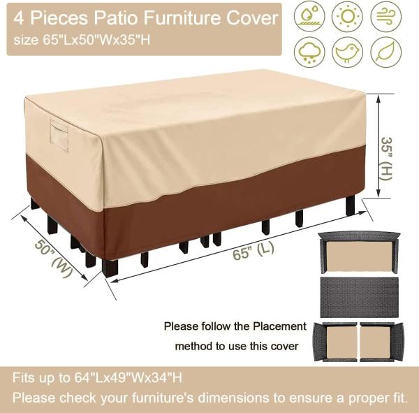 Furniture Cover 600D Waterproof Large Heavy Duty Outdoor Furniture Set Covers with Anti-UV and Wind-Proof Suitable