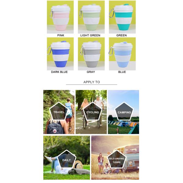 OEM ODM 450ML Novelty Collapsible Silicone Coffee Cup