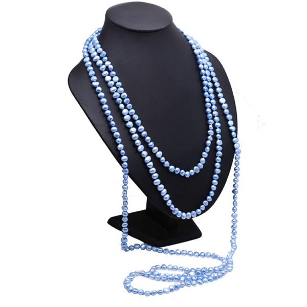 Purple 7-8mm Freshwater Cultured Baroque Shape Pearls Necklace 100 Inches(FN08281BLUE)