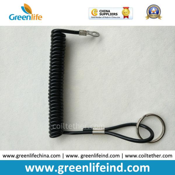 Elastic Spiral Construction Field Stopdrop Tooling Coil Lanyard Cable w/ Press-in Hook