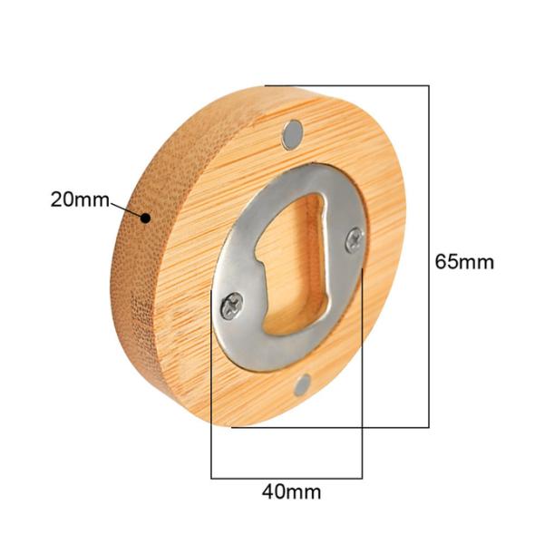 Personalized Round Bamboo Wooden Bottle Opener Fridge Magnet Sublimation Blank Bottle Openers