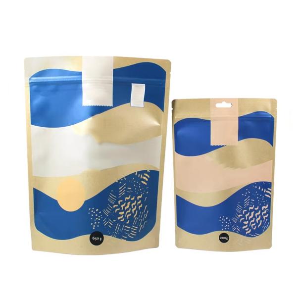 Bolsas de té de pie personalizadas con sellado superior con cremallera de ventana