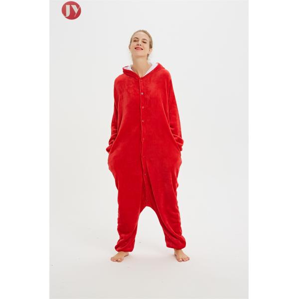 Cute Flannel Women'S Cartoon Pajamas , Elmo Kigurumi Animal Onesies Sleepwear