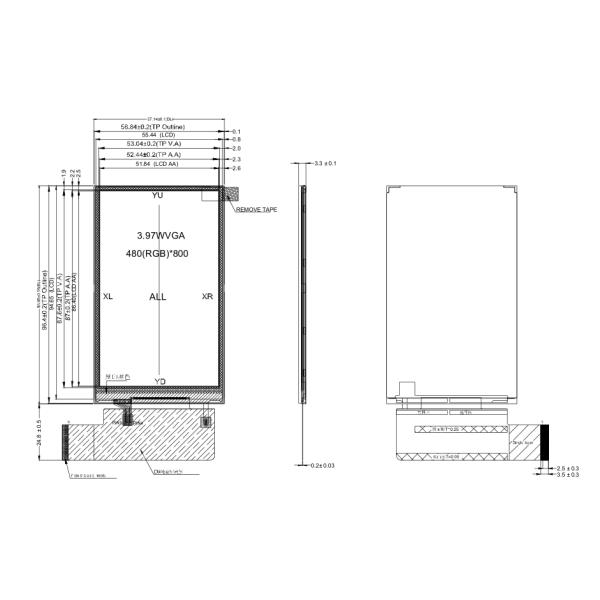 модуль 480x800 IPS TFT LCD 4 дюйма с касанием интерфейса RTP RGB