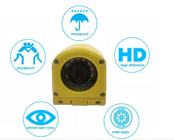 Opinião lateral impermeável do CCD 700TVL da câmara de vigilância do CCTV do metal amarelo para o ônibus/caminhão