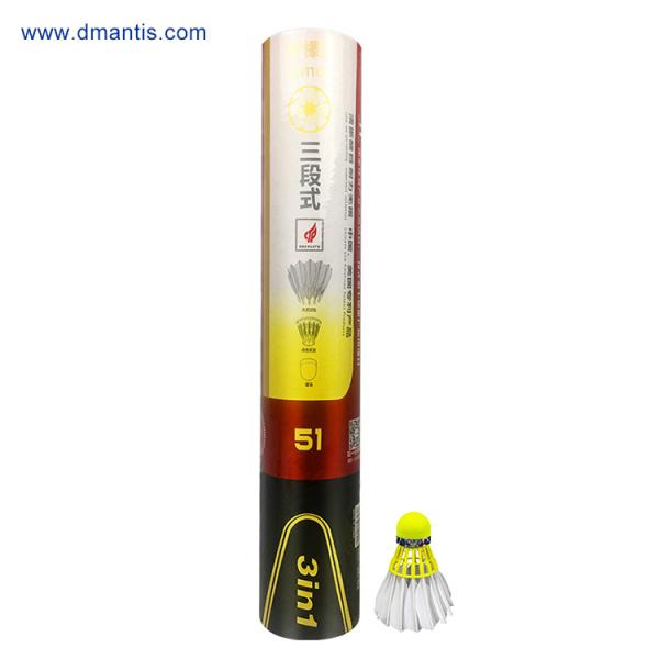 Training Goose Feather Shuttles 3in1 Feather Shuttlecock Badminton Fluorescent Yellow