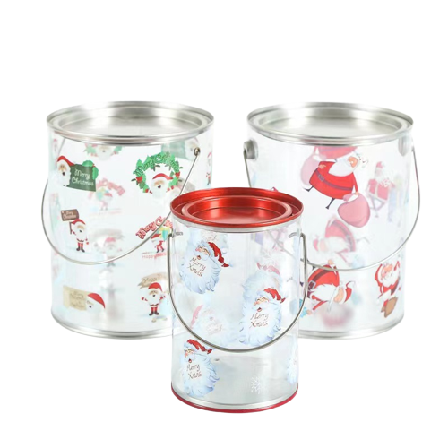 Clear Plastic Paint Pail Container With Lid And Handle Food Tin Can Packaging