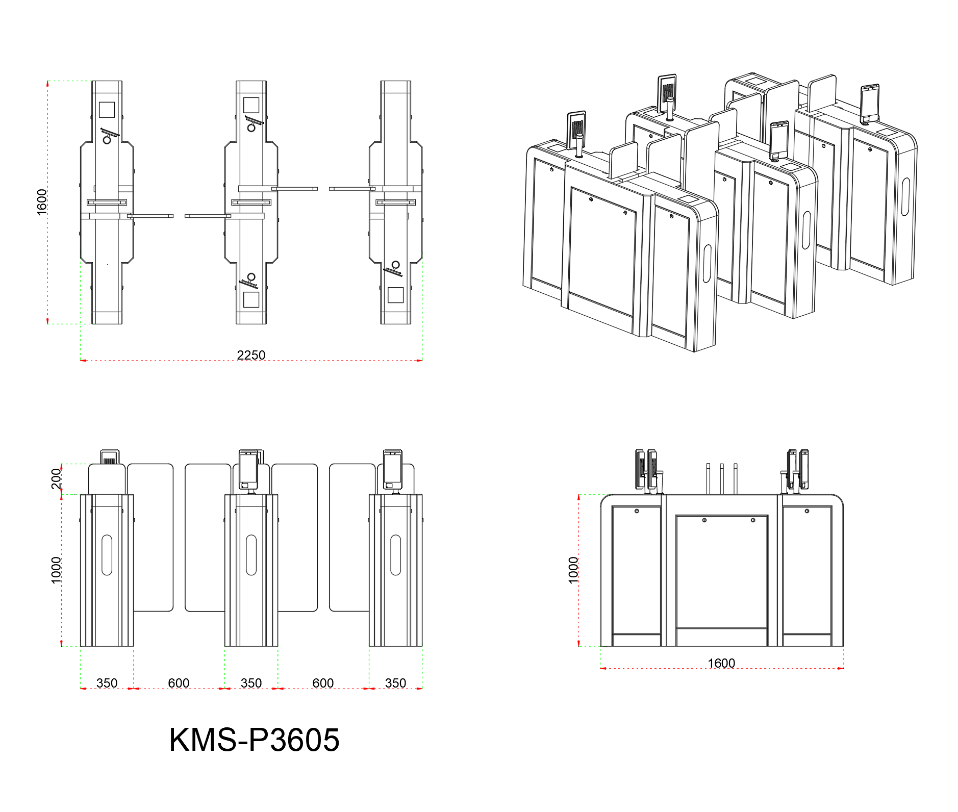 Sliding Gate Turnstile With Access Control System Supporting QR Code Recognition