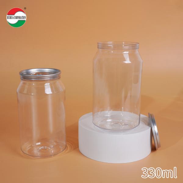 250ml 330ml 400ml 500ml 700ml Custom Size PET Bottle Jar Packaging Beverage Cans Made From Food Grade PET Material Transparent With Press Cover Easy Open Lid