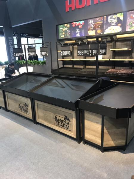 Cremalheira das frutas e legumes do ferro forjado para o revestimento do pó do supermercado