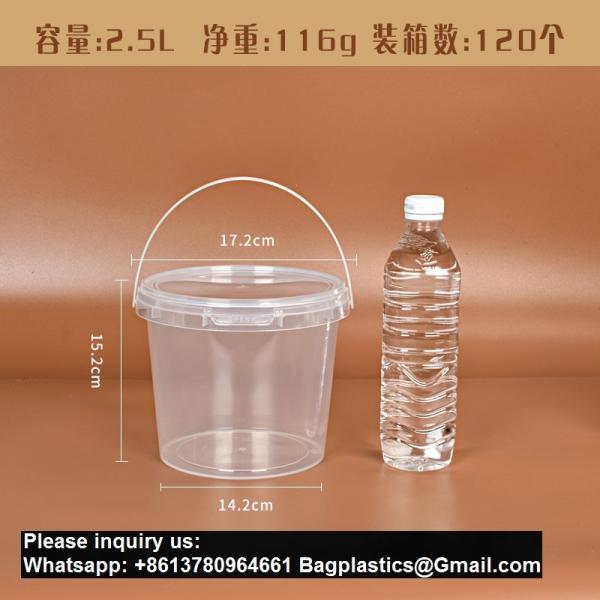 Bucket With Lid, Clear Bucket, Plastic Food Storage Container, Ice Cream Bucket, Reusable Container, Plastic Bucket, Tub With Lid, Storage Container, Round Plastic Pail, BPA Free, Pail With Handle