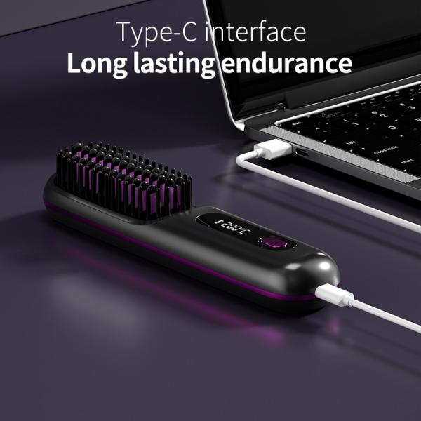 Electric Hot Air Brush Ceramic Hair Straightener Comb with Negative Ion Technology and Swivel Cord