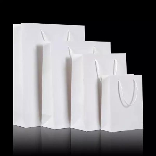 350g Grocery Printed Paper Carrier Bags Kraft Brown White Paper Gift Bags