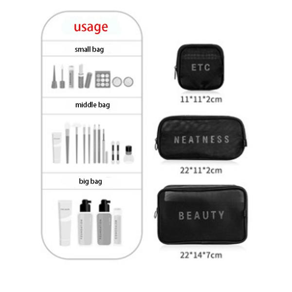 New 2019 small lipstick portable storage bag web hot three-piece carry-on makeup bags