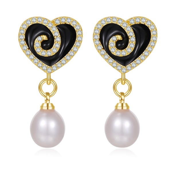 Fashion Maple Leaf Pearl Earring 14K Gold Plated Flower Studs 925 Silver Needle Hypoallergenic Butterfly Earrings