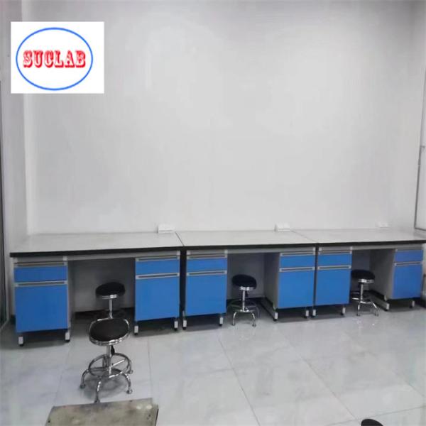 Chemistry Lab Workbench Wood Laboratory Furniture Chemical Resistant Laminate Surface Multiple Cabinets