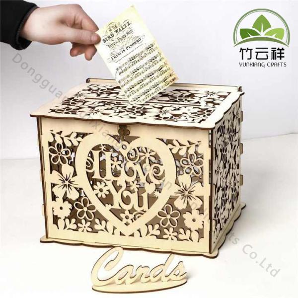 Warm DIY Wedding Card Box with Lock Wood Card Box Gift Card Holder Card Box Perfect for Weddings, Baby Showers, Birthdays
