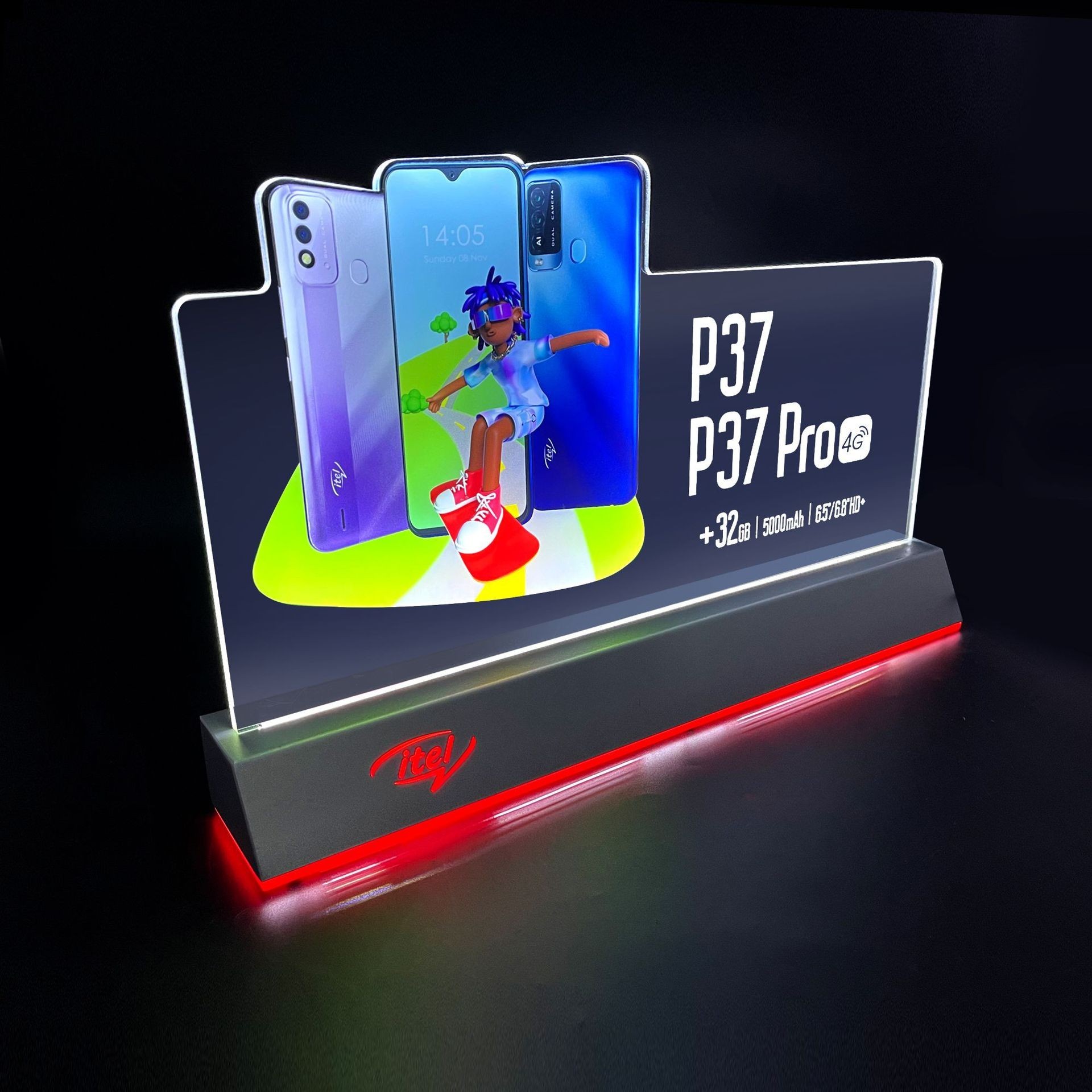 Custom Acrylic LED Light Table Sign, Illuminated Counter Display Plaque for Motorcycle Shop
