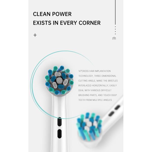 4Pcs 360 Rotating Round Heads Oral Dental Cleaning Replacement Toothbrush Heads