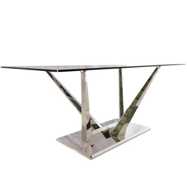Glass Dining Table With 6 Chairs Stainless Steel Marble Stone Dining Tables
