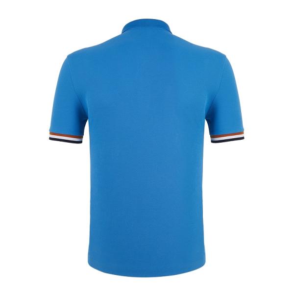 Polyester / Cotton Men'S Polo Shirts Striped With Custom Embroidered Logo